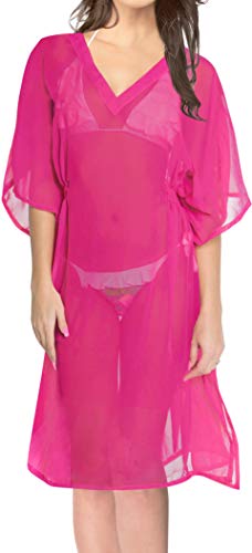LA LEELA Women's Loose Bathing Suit Cover-up Wrap Dress 1X-2X Pink-E280