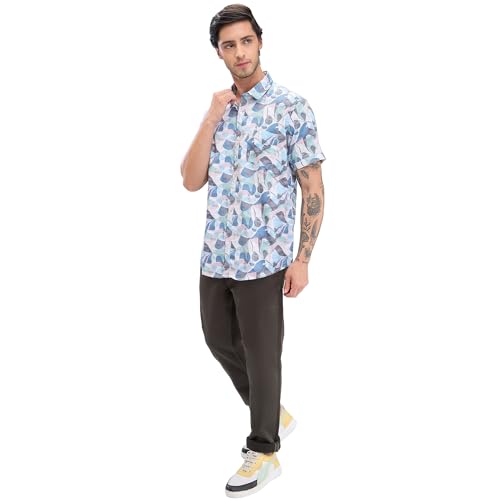 Image of Spykar Men's Slim Fit N /A Half Sleeve Printed Casual Shirts