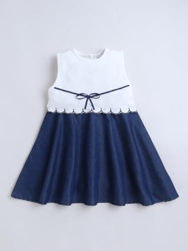 Image of Dresses for Kids Girls, Stylish Knee Length Once Piece Denim Frocks for Girls, Casual Dress for Summer & Special Occasion