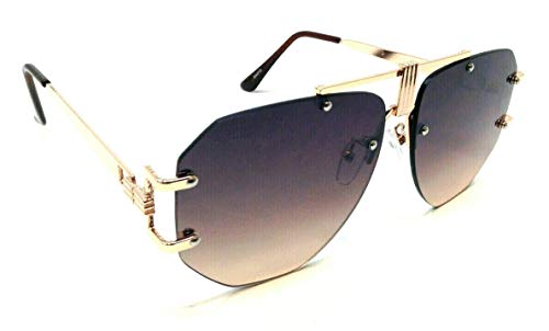 Syndicate Rimless Flat Top Oversized XL Aviator Luxury Sunglasses