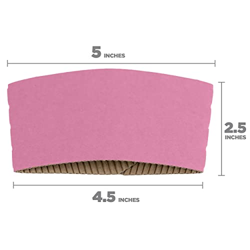 Image of FMP Brands [200 Pack] Pink Coffee Cup Sleeves Disposable for Hot Drinks, Durable Corrugated Cardboard Cup Sleeves for 10-24 oz Cups, Beverage Insulator and Hand Protection for Hot & Cold Drinks