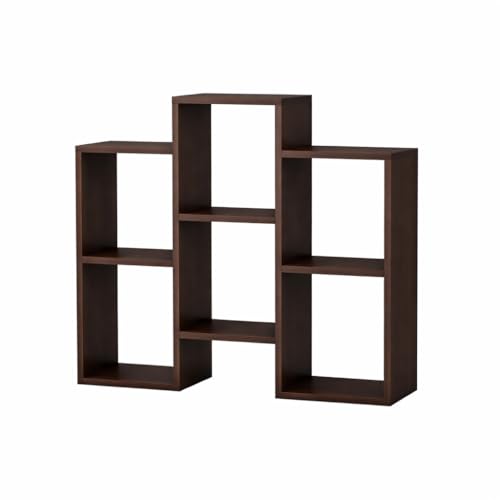 Image of Enigmatic Woodworks Wooden Bookshelf 6-Tier, Large Open Bookcase Storage Rack Organizer for Home, Living Room & Study, DIY Assembly,Walnut Suede Finish, 24 x 90 x 90 cm