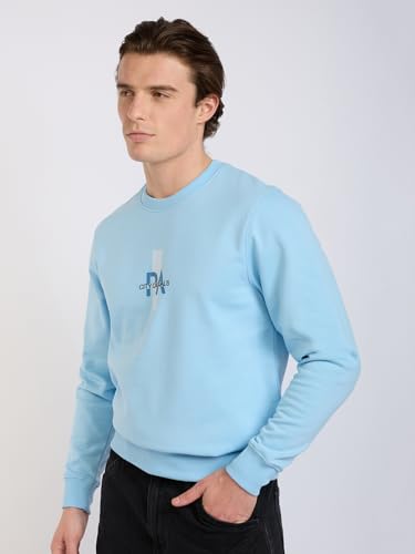 Image of Park Avenue Men Full Sleeve Slim Fit Print Pattern Cotton Polyester Blend Regular Neck Regular Neck Casual Sweatshirt