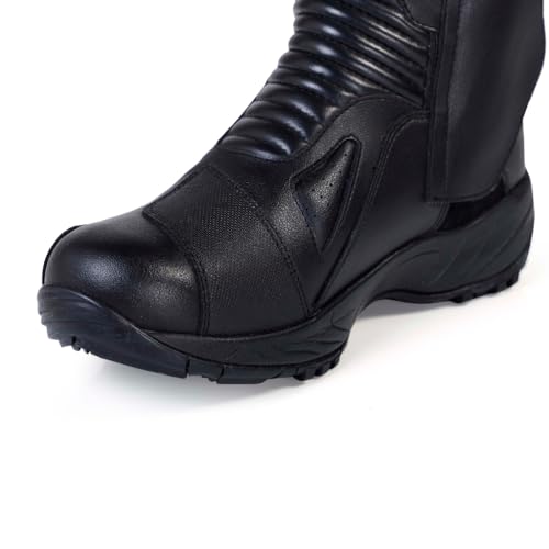 Image of Raida Explorer Motorcycle Boots | Ankle, Shin, & Heel Protection | Memory Foam Insole | Leather (Black, 9)