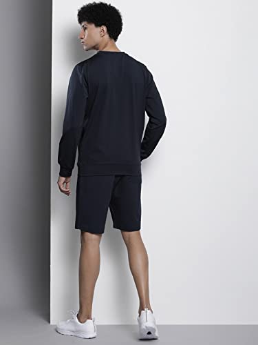 Image of The Indian Garage Co Men Regular Fit Placement Embroidery Crew Neck Sweatshirt & Shorts Tracksuits