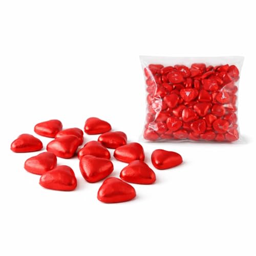 Foiled Milk Chocolate Red Hearts 500g - Individually Wrapped Milk Chocolates For Men and Women - Ideal For Valentines day Mothers Day & Weddings
