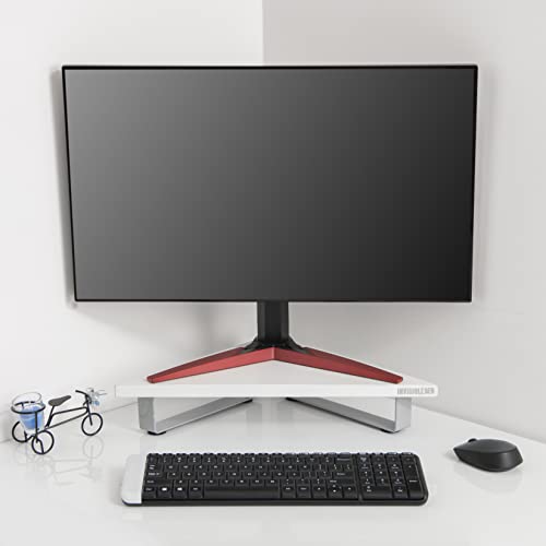 Image of INVISIBLE BED Wood Monitor Riser Stand, Computer Riser, Wool White