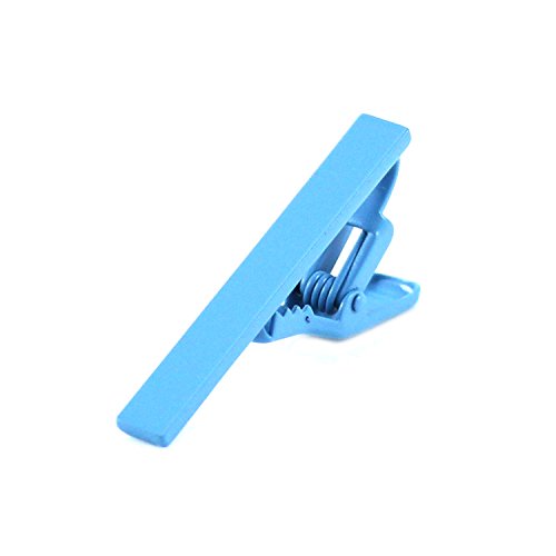 MENDEPOT Fashion Matte Sky Blue Slim Tie Clip with Gift Box