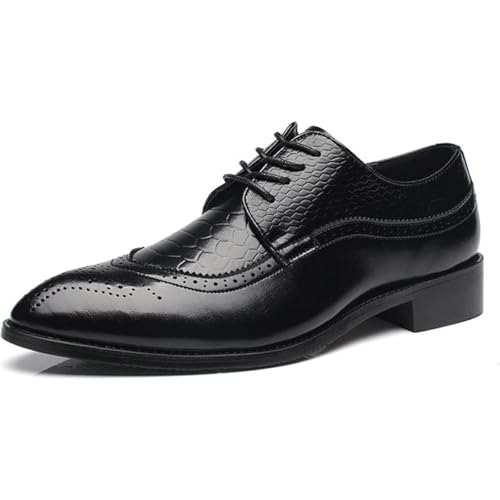 Men's Classic Leather Formal Business Oxford Dress Shoes for Ball, Casual Lace-Up Pointed Toe Comfortable Wedding Shoes