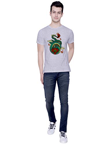 Image of CreativiT Graphic Printed T-Shirt for Unisex Dragon Tshirt | Casual Half Sleeve Round Neck T-Shirt | 100% Cotton | D00207-32