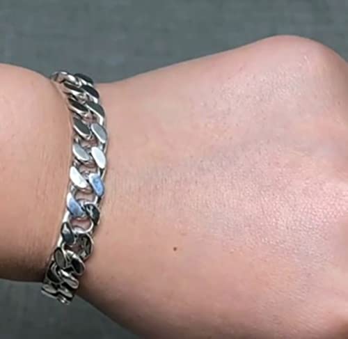 Pulsera de eslabones de plata para hombres/mujeres/pareja ~ Pulseras de plata de ley 925 ~ 6mm 8mm de ancho ~ Pulsera de cadena cubana