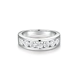 Men Moissanite Ring Moissanite Eternity Wedding Band Ring, 1.4cttw D Color VVS1 Lab Diamond Channel...