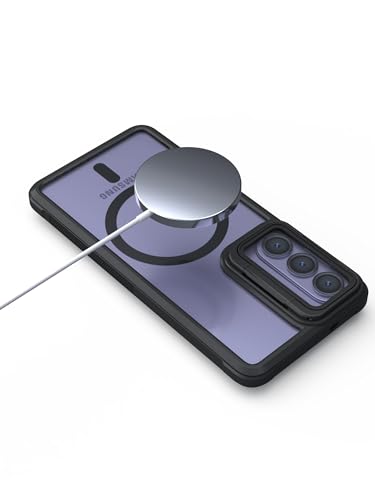 Image of Pirum Back Cover for Samsung Galaxy S26 Plus Magnetic Wireless Charging with Lens Cover Kickstand - Black