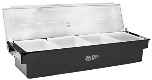 Mr. Tonic Black Plastic 4 Well Condiment Holder, Each