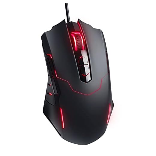 Tmaine Mouse para jogos com fio, mouse óptico para jogos de PC com 16,8 milhões de LEDs RGB retroiluminado, ajustável de alta precisão 7200 DPI, 7 botões programáveis, mouse USB ergonômico para