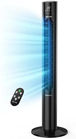 NIUVUIN Tower Fan, 45-Inch Oscillating Fan with Remote, 8 Speed Settings & 4 Modes, Bladeless Fans with Night Light, LED Display, 12 H Timer, Low Noise for Bedroom Living Room Home Office
