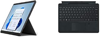 Microsoft Surface Pro 7+ Bundle with Keyboard - 12.3 Inch 2-in-1 Tablet PC - Silver - Intel Core i5, 8GB RAM, 256GB SSD - Windows 11 Home - Device + Type Cover Black, UK plug, 2021 model