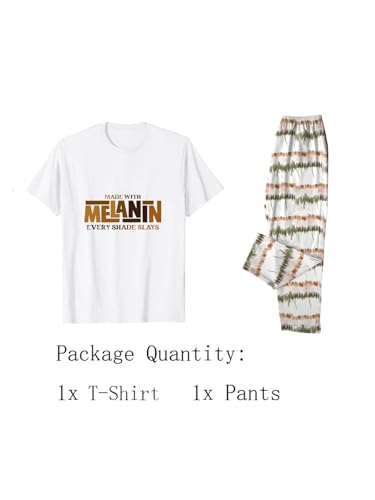 Image of Black History Pajamas, Graphic Matching Sets for Women, Magic Afro American Natural Hair Vintage Melanin T-Shirts and Pants