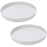 Amolliar Lazy Susan Turntable Organizer, White 10' 2 Pack, Non-Skid Metal Rotating Spice Rack for Kitchen, Fridge, Cabinet, Countertop, Vanity, Pantry Storage, Farmhouse Decor, Under Sink Organizer