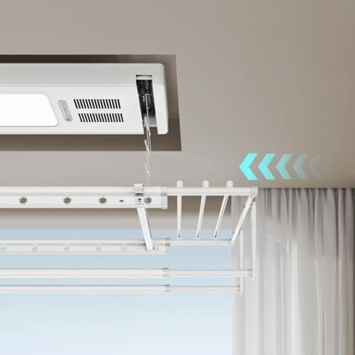 Ceiling Mounted Electric Clothes Dryer with Remote Control, Aluminium & Steel Telescopic Drying Rack, Automatic Lifting for Indoor & Balcony Use, 35kg Capacity