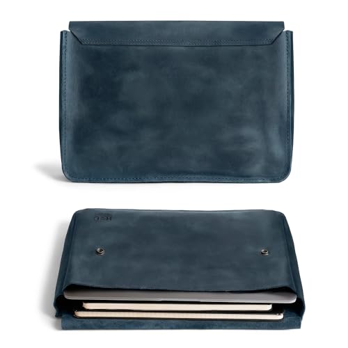 Image of Hide & Drink, Vintage Folder Document Holder, File Case, A5 Binder, Envelope Portfolio, Pencil Pouch, Full Grain Leather, Handmade, Slate Blue