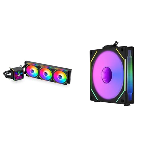 Lian Li Galahad II LCD 360 AIO CPU Liquid Cooler with SL Infinity Fans Black - GA2ALCD36INB.US &amp; SL Infinity 120 Reverse Blade Black Single Pack (Without Controller) - RSLIN120-1B