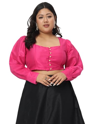 Image of studio rasa Women's Plus Size Chroma Button Down Crop Top for Wedding Festive Party