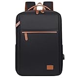 Mochila de Viagem Feminina Com Grande Capacidade Negócio Escolar Impermeável e Resistente Nylon 14-15,6 Polegadas Saco de Laptop Interface de Carregamento USB Multifuncional (Preto)