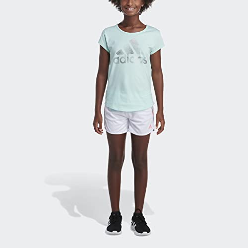 adidas Girls' Big Elastic Waistband Colorblock Woven Short, Vivid Red, Large (14)3