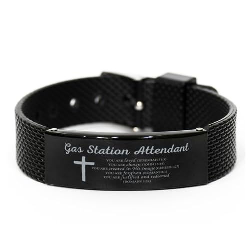 Gas Station Attendant Shark Mesh Bracelet Bible Verse Gas Station Attendant Religious gifts, Gas Station Attendant You are loved, you are chosen Romans 3:24, Gas Station Attendant Inspirational Faith
