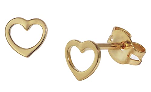 trendor Kinder-Ohrringe für Mädchen Gold 333 Offenes Herz verspielte Ohrstecker aus Echtgold, wunderschöne Geschenkidee 35818 Cover