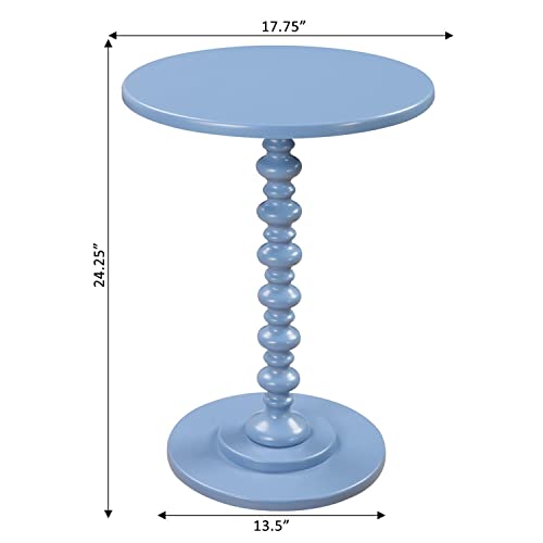 Image of Convenience Concepts Palm Beach Spindle Table 17.75 inch -Traditional Solid Wood Round Side Accent, Display Pedestal for Transitional Living Room, Entryway, Hallway, or Bedroom, Blue
