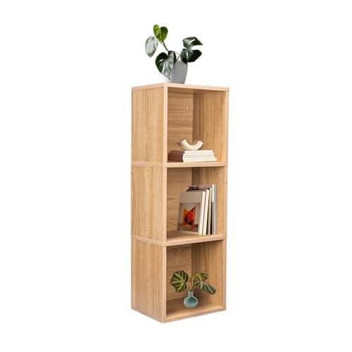 Image of Cube Storage Shelf, 3 Cube Storage Organizer, 3 Tier Bookshelf Small Bookcase, Wooden Book Shelf for Bedroom, Small Bookshelf for Living Room and Office (Natural, 3 Cube)