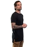 ShirtBANC Split Hem Long Shirts for Men Drop Cut Lux Athletic Hip Hop Tshirt Black