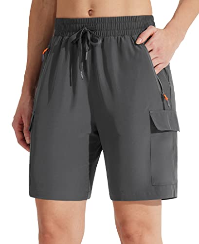 Libin Women's Hiking Cargo Shorts 7" Casual Golf Athletic Active Shorts Lightweight Quick Dry Pockets Gray S #TOP12