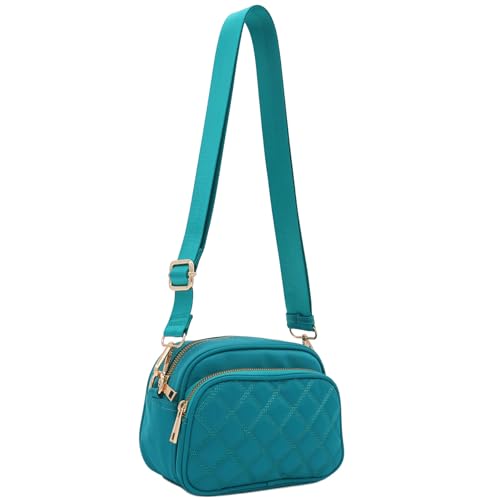 Image of FashionPuzzle Quilted Nylon Crossbody Bag with Wide Strap