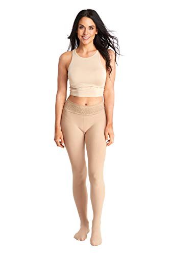 Hipstik Nude Tights for Women | Opaque Tights with Comfort Lace Top | Non Control Top Nylons for Women
