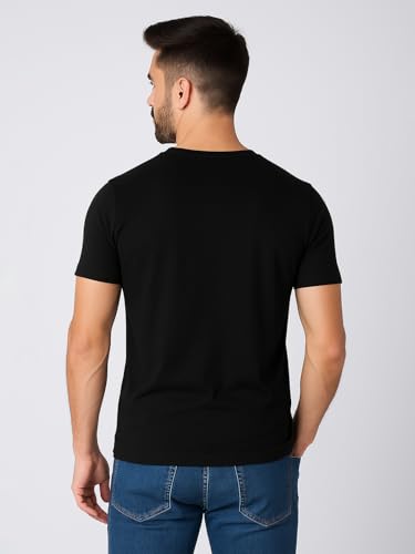 Image of Friskers Men's V-Neck Short Sleeves Cotton T-Shirt - Casual T-Shirt, Regular Fit