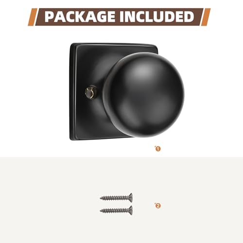 GOBEKOR 6 Pack Single Dummy Door Knobs for French Doors Matte Black Square Interior Door Knobs Dummy Round Single Side Knob Handles by GOBEKOR - Image 7
