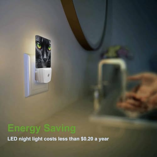 Image of LED Night Light,Textured Black Cat Halloween Icon LED Night Light Plug into Wall with Dusk to Dawn Light Sensor White Energy Efficient Nightlight for Bedroom Hallway Living Room Kitchen