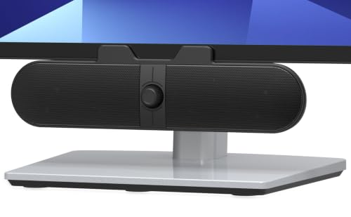 Image of Computer Speakers for Desktop PC, Monitor Speakers with Easy Volume Knob, Sturdy Clamp, Clear Sound, Decent Bass, USB Plug in External Speakers for Laptop, Small PC Soundbar, USB-C Adapter, 5Ft Cable