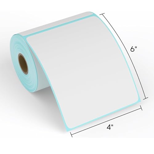 Muotich DT101.BLUE Thermal Labels 4X6 Roll - 500 Labels, Industrial Labels Direct Thermal Perforated Postage Shipping Label thumb #1