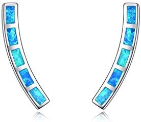 WINNICACA Opal Earrings Sterling Silver Bar Climber Crawler Cuff Earrings for Women Girls Gifts Jewellery