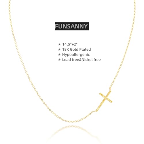 Cross Necklace for Women - Dainty Necklaces Trendy Small 14K Gold Plated Hypoallergenic Infinity Crown Cross Cubic Zirconia Pendant Box Rope Chain Necklace for Women Non Tarnish Jewelry Gift