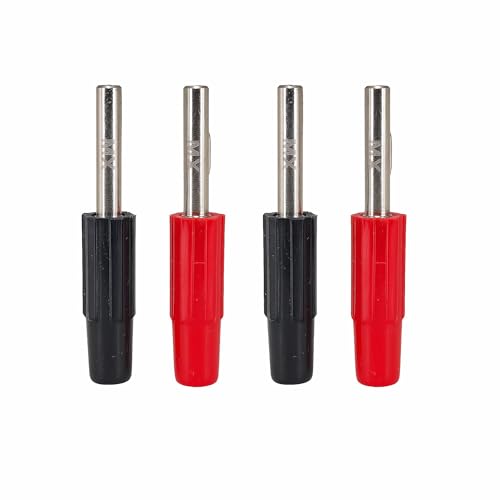 Image of MX 4mm Banana Plug Male Connector - Solderable Audio & Electronics Adapter - Durable Metal Housing, Secure Fit for Speaker Wire, Test Leads, DIY Electronics Projects Pack of 4