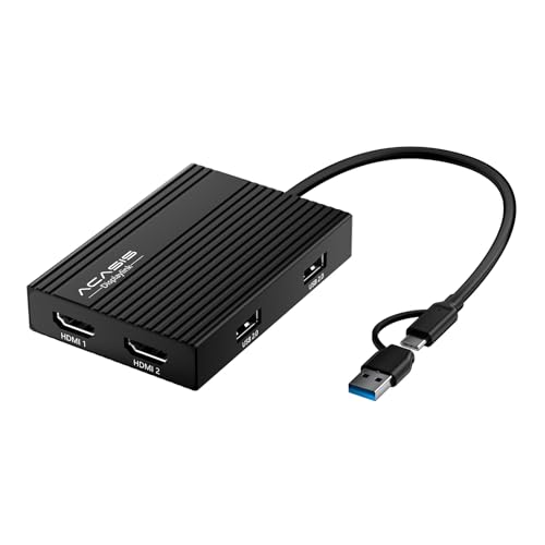 ACASIS USB C to Dual HDMI DisplayLink Adapter, 4K@60Hz, 2 HDMI & 3 USB-A Ports, 100W PD Charging, USB C DisplayLink Docking Station for Mac M1/M2/M3/Windows,USB A/C to Dual Monitor Adapter (Black)