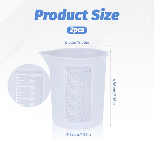 2 vasos medidores de silicona 100 ml, pack 2 miniatura 2