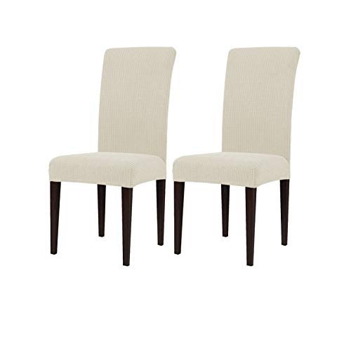 Flash Sale Buy 1 get 1 NAMEWAH Dining Chair Slipcover,Stretch Chair Cover for Home Decor Dining Chair Slipcover,Jacquard Dining Room Chair Slipcovers Sets Stretch Furniture Protector Covers Set of 2,Ivory