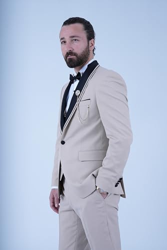 Men's Tuxedo 3 Pieces Suit Single Breasted Wedding Suits for Men Slim Fit Tux Party Prom Suits Blazer Vest Pants Sets3