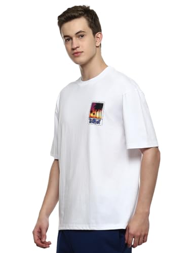 Image of hummel Vacay Men's Oversize Fit, Drop Shoulder Crew Neck Graphic Print Casual T-Shirt